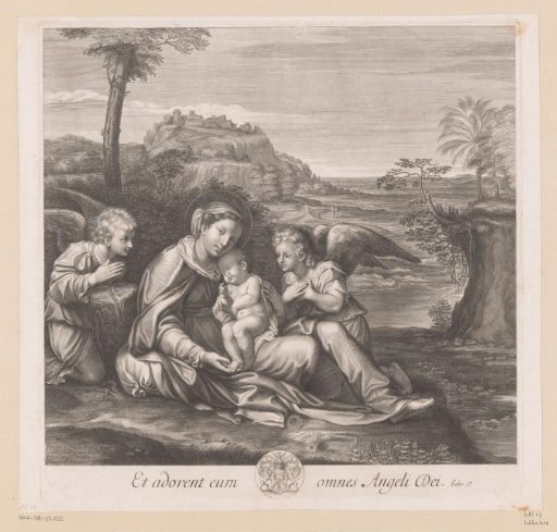 Mary with sleeping Christ child and two angels