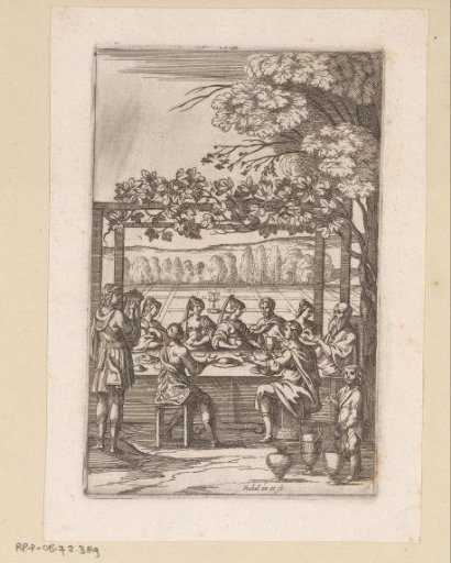 Elegant company at table in the open air