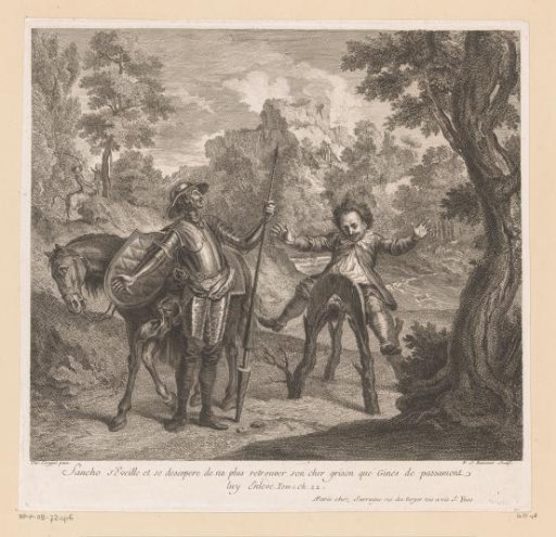 Sancho Discovers Upon Waking That His Donkey Has Been Stolen, Don Quixote Watches Surprised