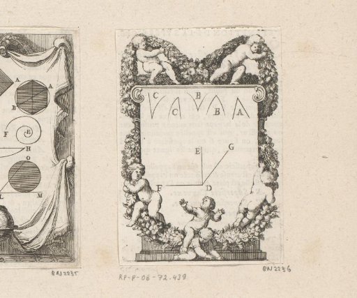 Definition of the angle, surrounded by putti with garlands