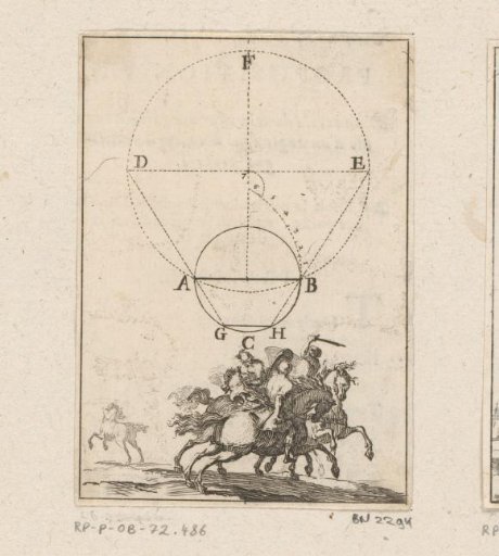 Polygon in a circle with horsemen below
