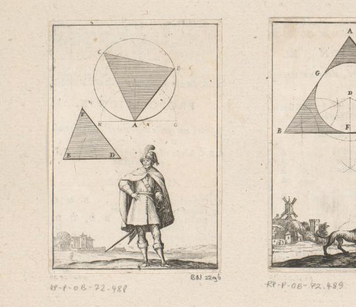 Triangle in a circle with a man with hand on his hip below