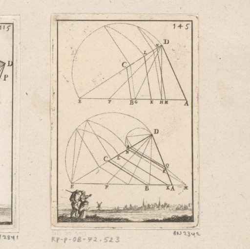 Halving of quadrilaterals with a view of a city with a man and a woman at the bottom