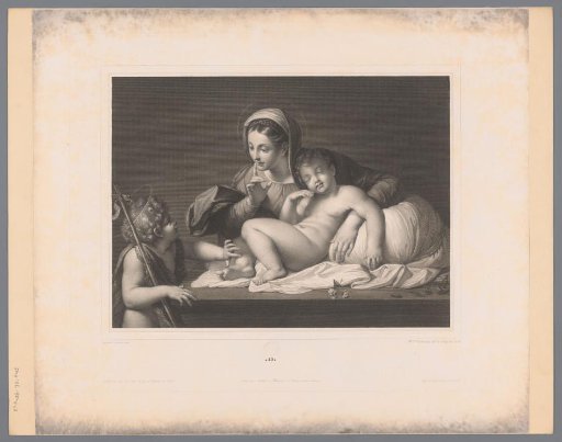 Mary with sleeping Christ admonishes John the Baptist to silence