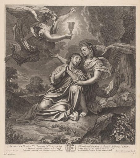 Christ in the Garden of Gethsemane with two angels