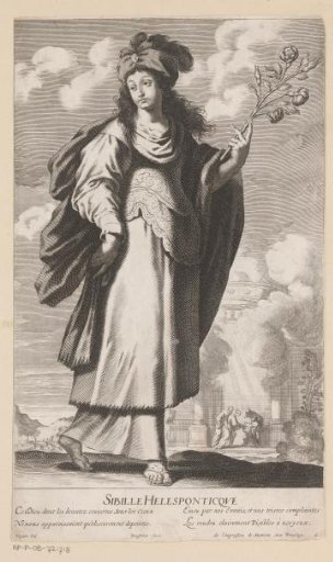 Sibyl of the Hellespont, with the Presentation in the Temple in the background