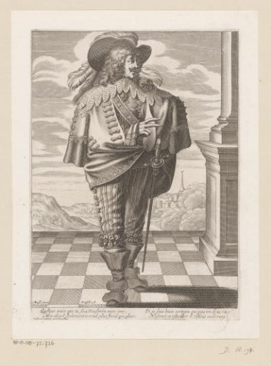 Gentleman Standing on a Terrace, with a Landscape in the Background