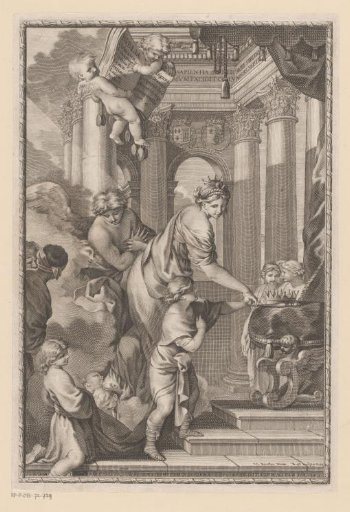 Bathsheba Leads Her Son Solomon to a Throne with a Crown and Staff Upon It