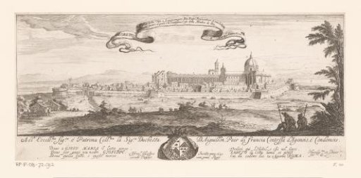 View of Loreto with two seated figures on the right in the foreground