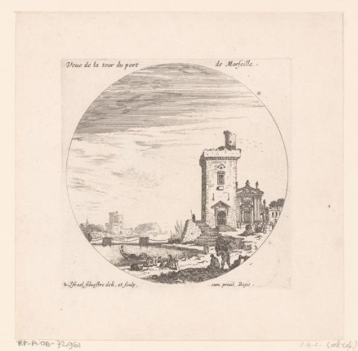 View of the harbour of Marseille with a tower