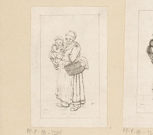Standing woman with child in her arms
