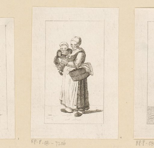 Standing woman with child in her arms