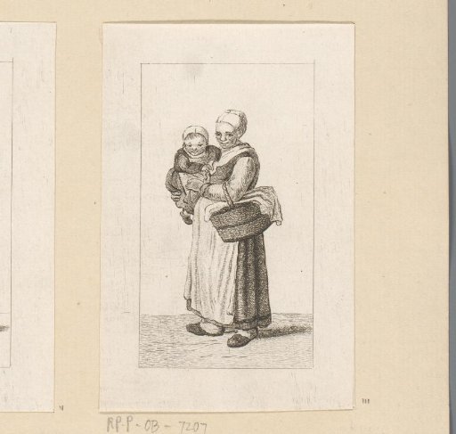 Standing woman with child in her arms