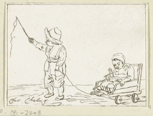 Children with a cart