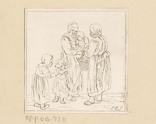 Two mothers with children