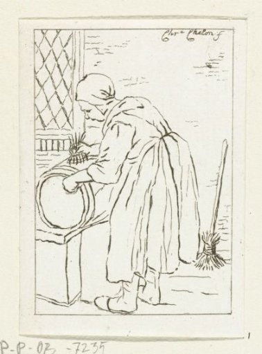 Woman scrubbing