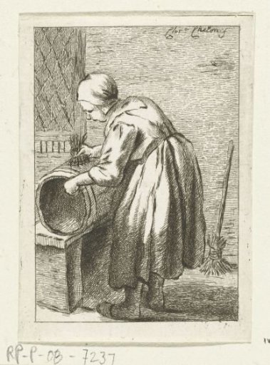 Woman scrubbing