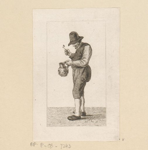 Standing man with pipe and jug