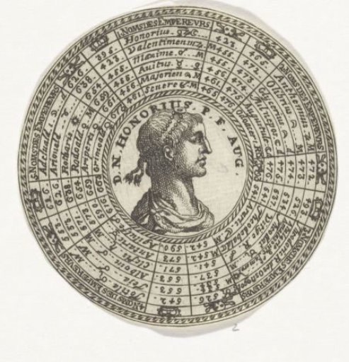 Medal with the portrait of Emperor Honorius and the names of Roman Emperors