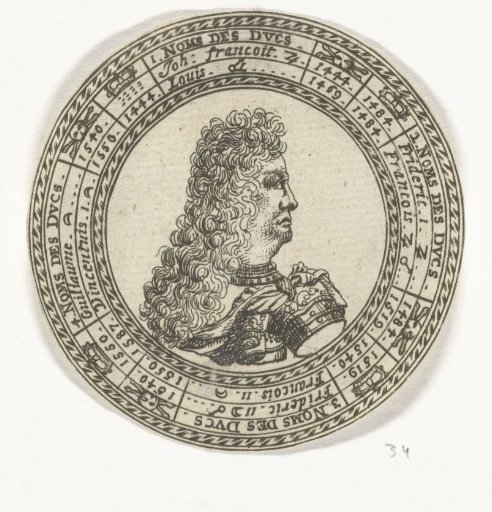 Medal with the portrait of Ferdinand Charles III and the names of the Dukes of Mantua
