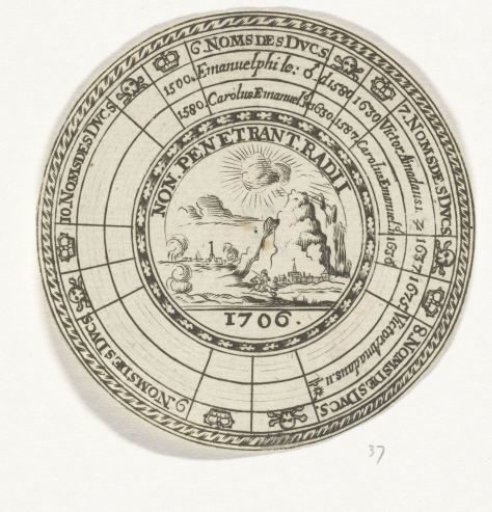 Medal with an emblem and the names of the Dukes of Savoy