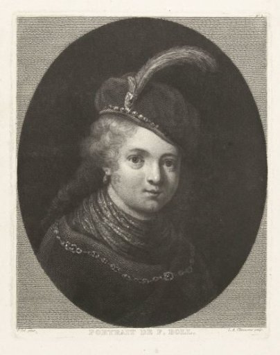 Portrait of a boy with a feather on his cap