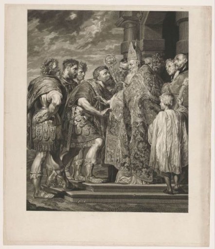 Saint Ambrose of Milan refuses Emperor Theodosius entry to the church