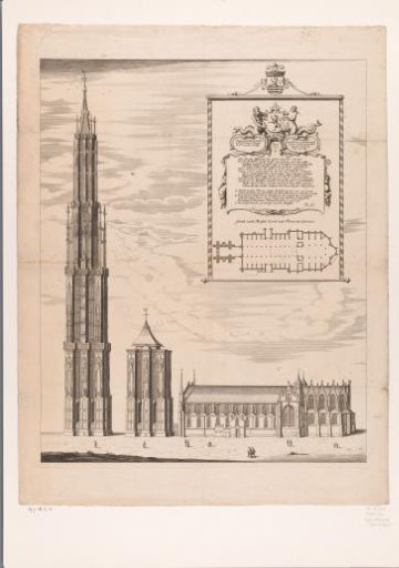 View and plan of the Sint-Lievensmonstertoren and the Sint-Lievenskerk