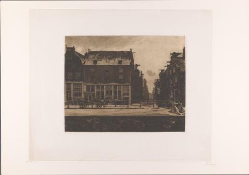 View of the Jodenhouttuinen in Amsterdam from the water near the Sint Antoniesluis