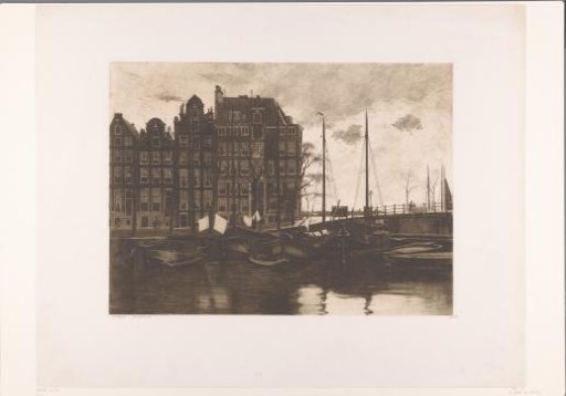 Ships on a canal in Amsterdam