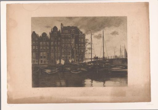 Ships on a canal in Amsterdam