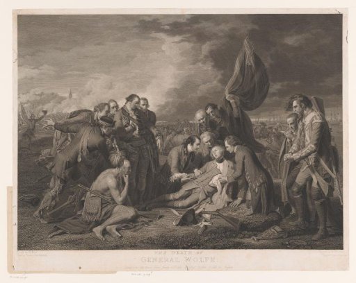 Six portraits of attendees at the death of James Wolfe