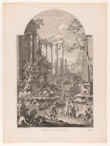 Figures around an allegorical monument to Cloudesley Shovell