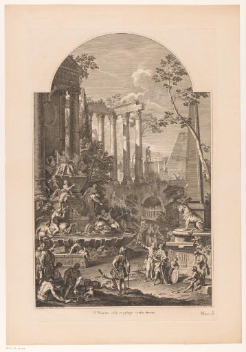 Figures around an allegorical monument to Cloudesley Shovell