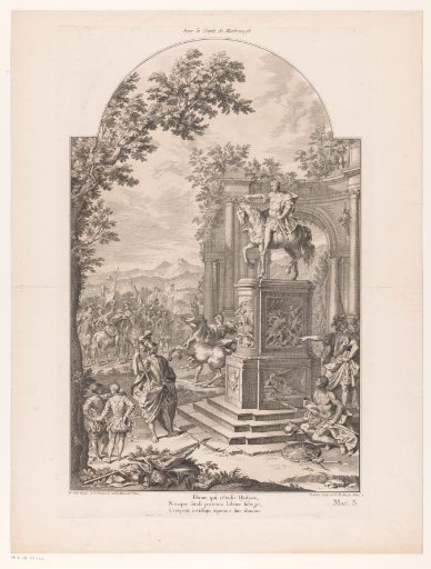 Figures around an allegorical monument to John Churchill, 1st Duke of Marlborough
