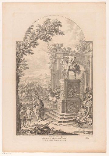 Figures around an allegorical monument to John Churchill, 1st Duke of Marlborough