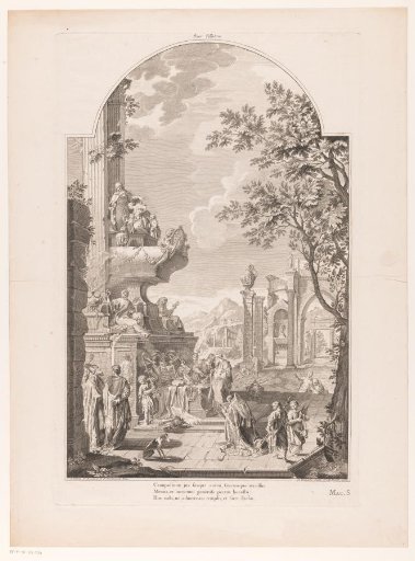 Figures around an allegorical monument to John Tillotson