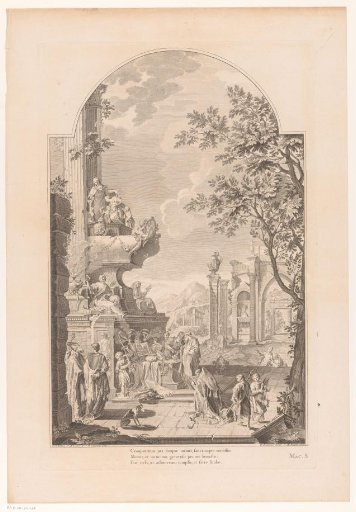 Figures around an allegorical monument to John Tillotson