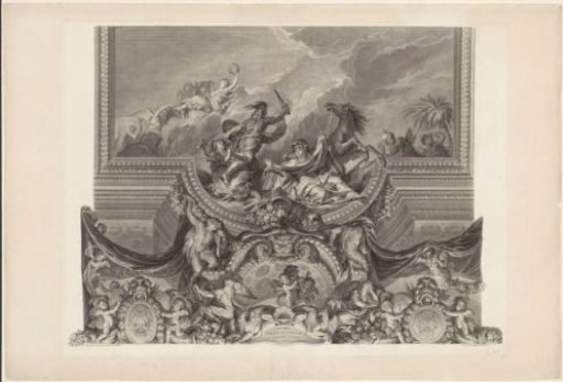 Ceiling painting in the Hall of Mirrors at Versailles Palace