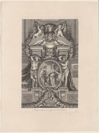 Ceiling painting in the Hall of Mirrors of the Palace of Versailles