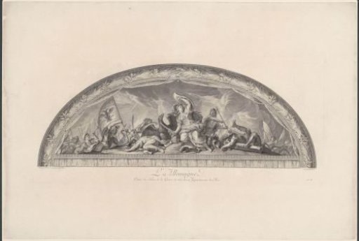 Ceiling painting in the Hall of Mirrors of the Palace of Versailles