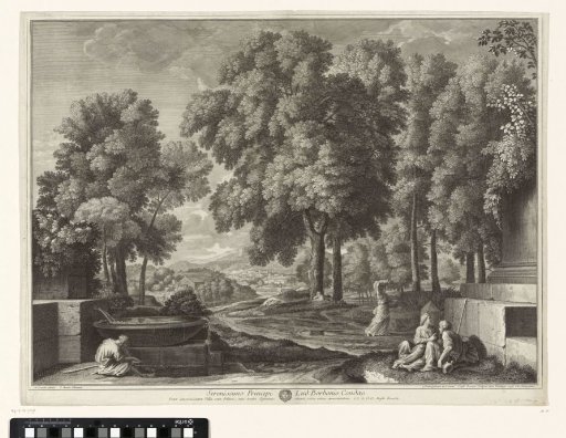 Landscape with a Fountain, Monument, and People