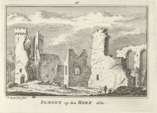 View of a part of the ruins of Egmond Castle, 1680