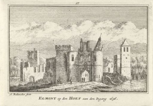 View of the ruins of Egmond Castle, 1696