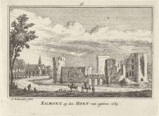 View of the ruins of Egmond Castle, 1689