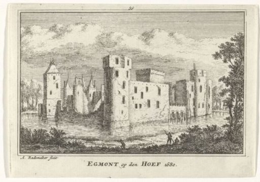 View of the ruins of Egmond Castle, 1680