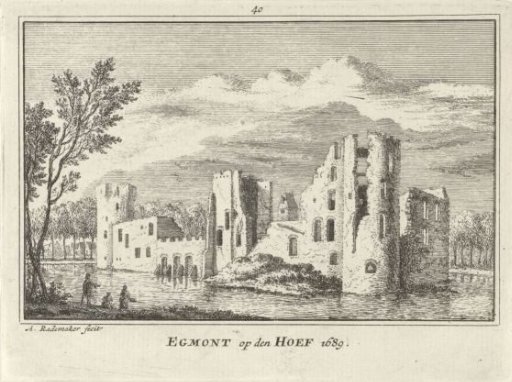 View of the ruins of Egmond Castle, 1689