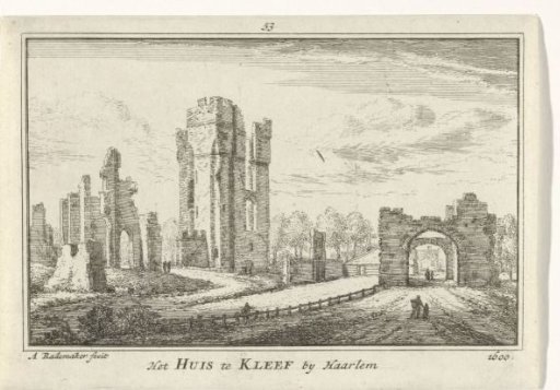 View of the ruins of Huis ter Kleef at Haarlem, 1660