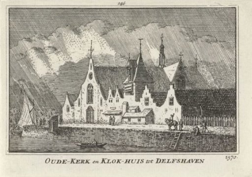 View of the Old Church or Pilgrim Fathers' Church and the Bell Tower at Delfshaven, 1570