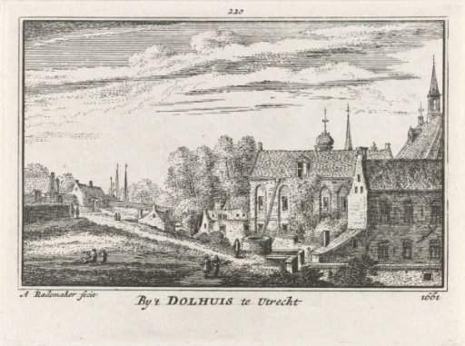 View of the city rampart near the dolhuis and the St.-Agnietenklooster in Utrecht, 1661